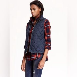 Old Navy Navy Blue Quilted Zip Up Vest Sz Small